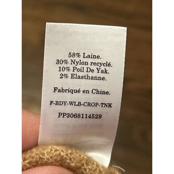 Everlane Womens S The Cozy Stretch Tank Cropped Wool Blend Fuzzy Knit Camel NWT - Picture 7 of 8